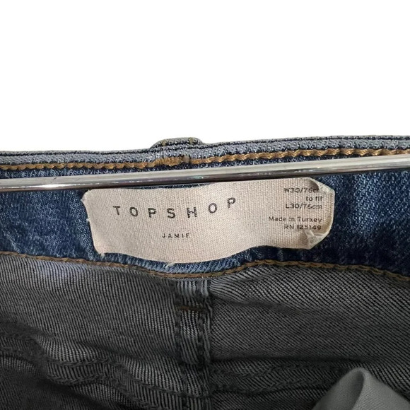 TopShop Jamie Jeans Waist 30" Frayed Distressed Hem Medium Wash Denim Stretch - Picture 8 of 8